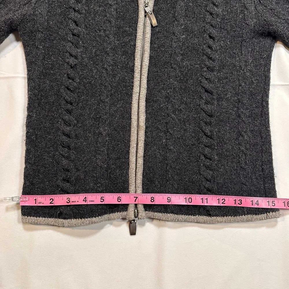 VTG 90s Twiggy Lambswool Hooded Zip Cardigan Minimal Knit Sweater | XS/S - Picture 8 of 11